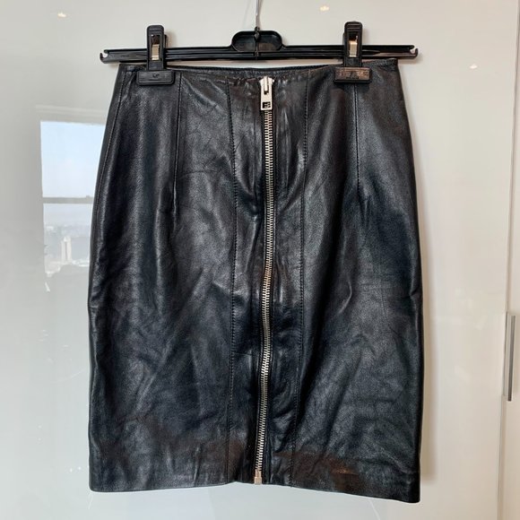NWOT All Saints Lucille Leather Skirt Size 2 - Picture 1 of 8